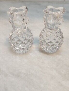 Williams Sonoma Glass Pineapple Tiny Tapers Candle Holders (Set of 2)